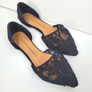 CHINESE LAUNDRY BLACK LACE SHEER FLATS SIZE 7.5